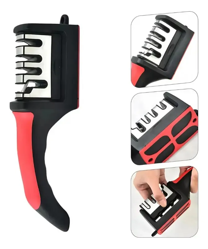 Afilador de Cuchillos y Tijeras Ergonómico de 4 Ranuras