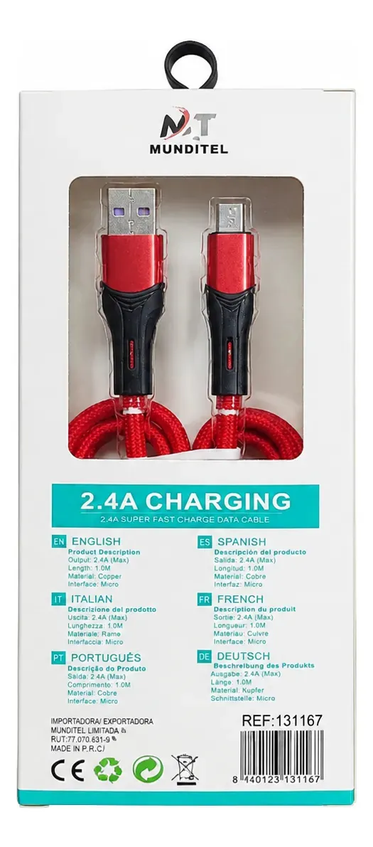 Cable de Carga V8 Variedad de Colores