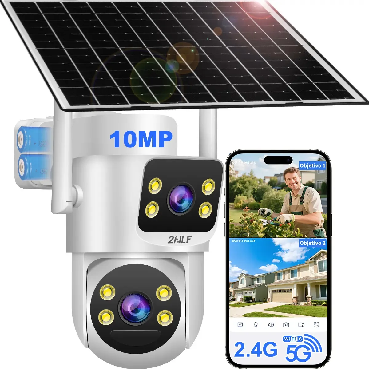 Cámara de Seguridad WIFI Doble Lente Full HD con visión Nocturna y Movimiento PTZ