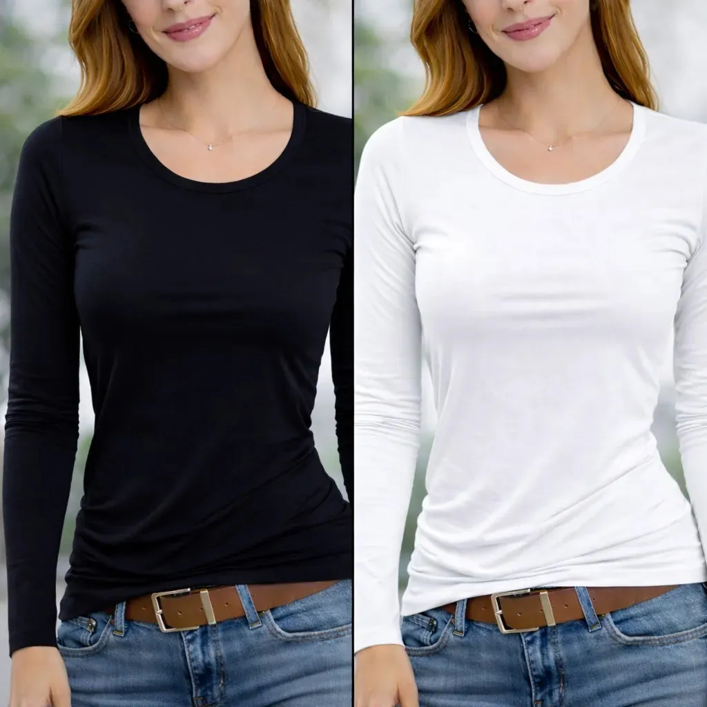 Camisetas Bambú Mujer - Blanco y Negro | C68323