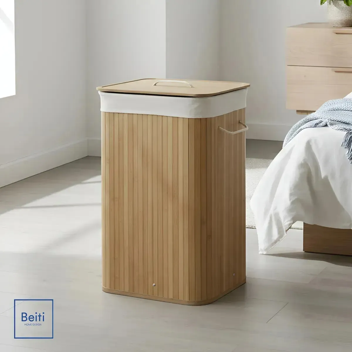 Canasto Cesto Ropa Sucia Pleglable Bambu | C471