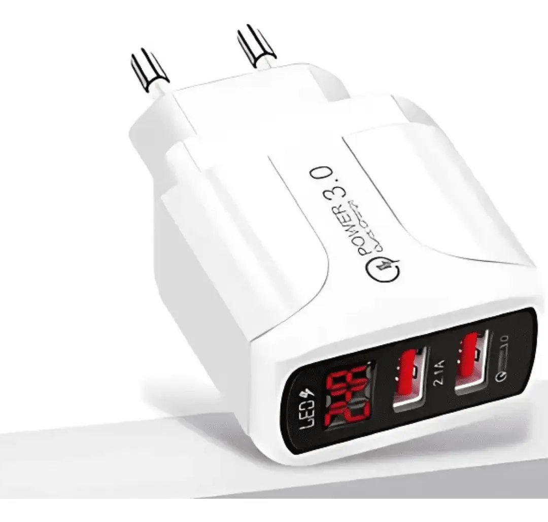 Cargador 12V. Treqa Display 2 Puertos USB Combinado Mod. CC-321