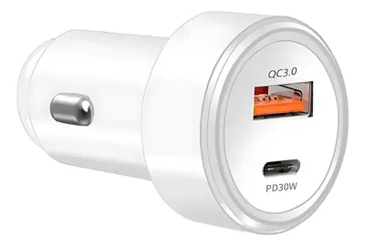 Cargador Dual Treqa USB y Tipo C de 38W. Blanco y Negro Mod. CC-325