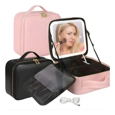 Cosmetiquero con Espejo Luz Led 3 Tonos de Luz Recargable