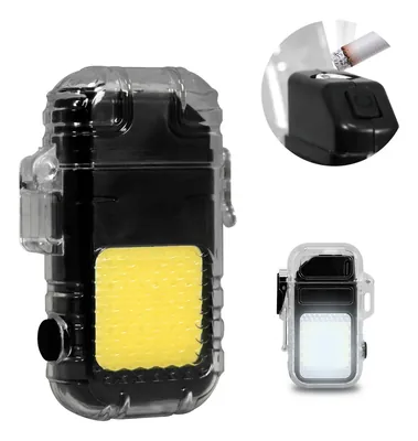 Encendedor Recargable USB con Linterna Negro