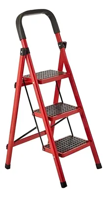Escalera Metálica Plegable 5 Peldaños Color Rojo | C6028