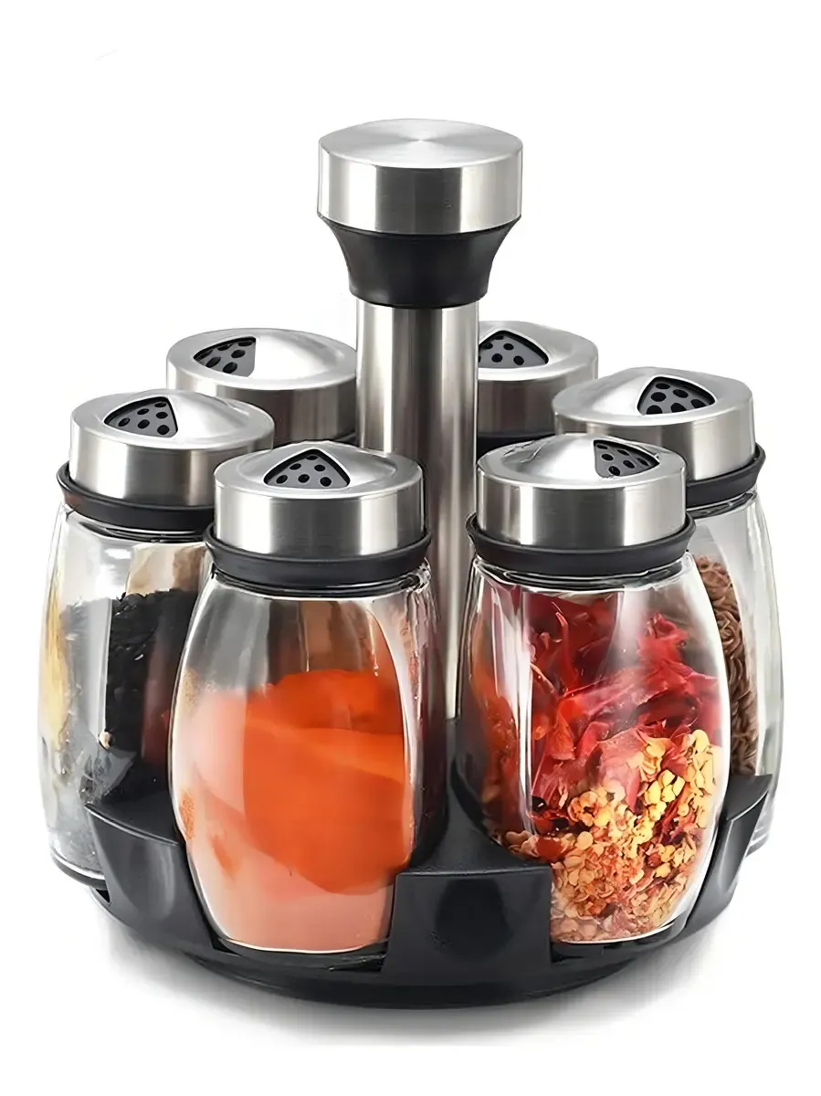 Especiero Giratorio 1 Nivel + Set 6 Piezas Condimenteros | C8006