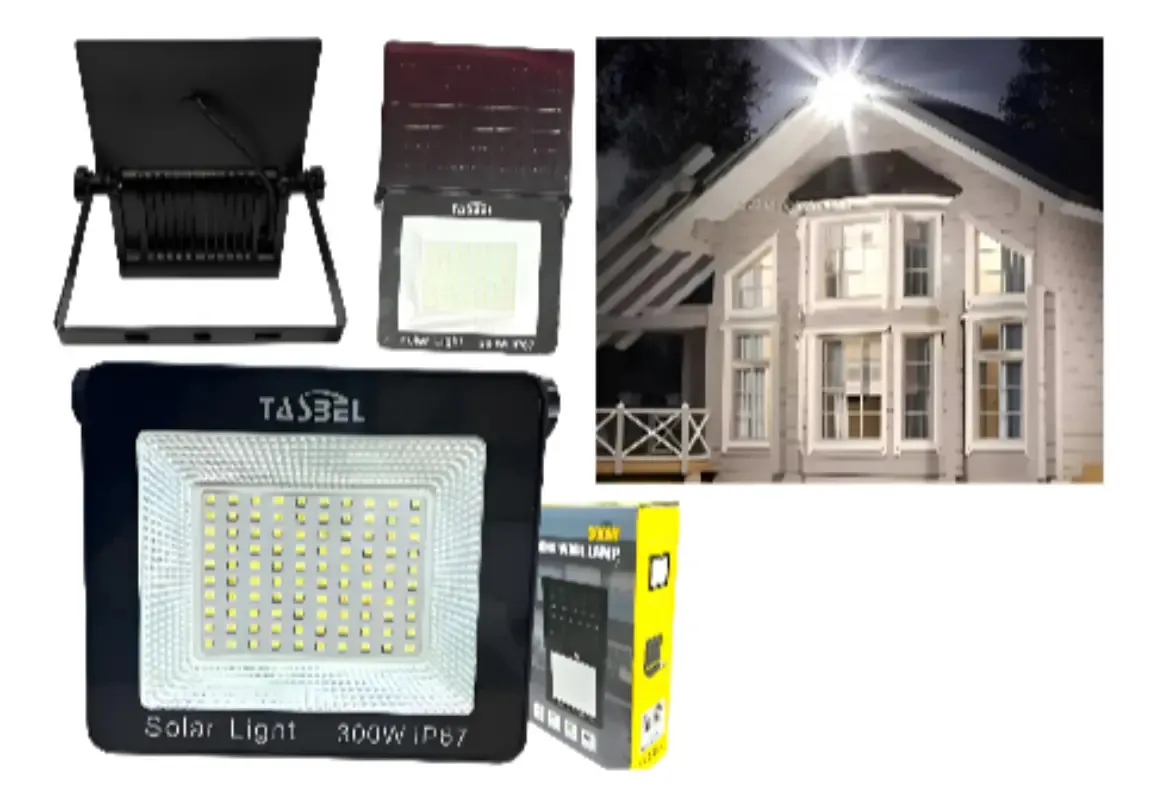 Foco Solar con Panel de 300W de 14 x 16 Cms. Tasbel