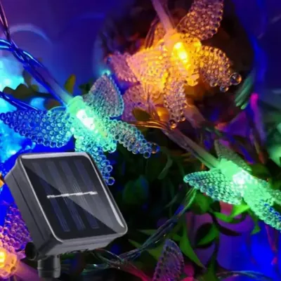 Guirnalda Solar de 20 Mariposas Multicolor de 5 Metros
