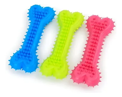 Juguete Masticable para Perros en Forma de Hueso Color Verde, Azul y Fucsia