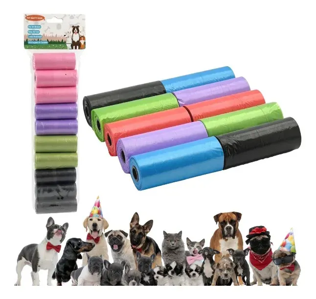 Kit de 10 Rollos de Bolsas para Desechos de Mascotas