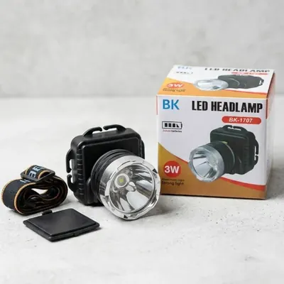 Linterna Minera Frontal Led Negra a Pilas Modelo BK-1707