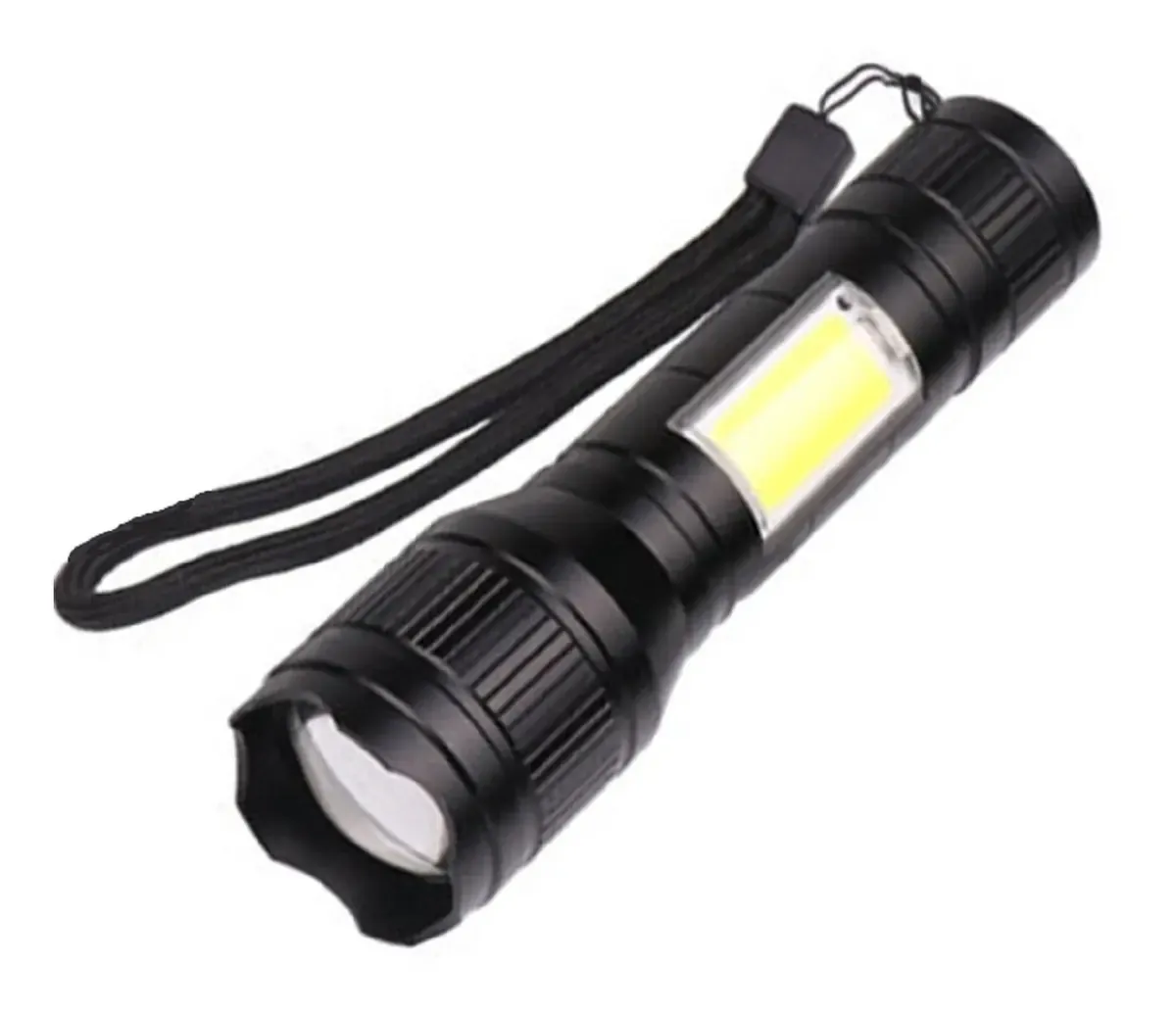 Linterna Táctica Led Recargable con Luz Blanca y de Emergencia Azul y Roja