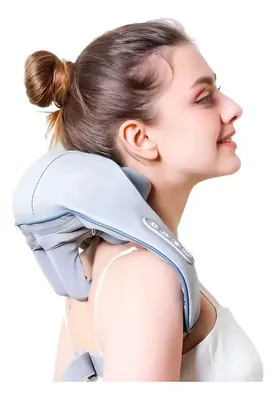 Masajeador Eléctrico Gris y Beige Recargable de Cuello