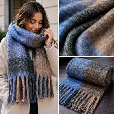 Maxi Bufanda Invierno Diseño Cuadrille | C252