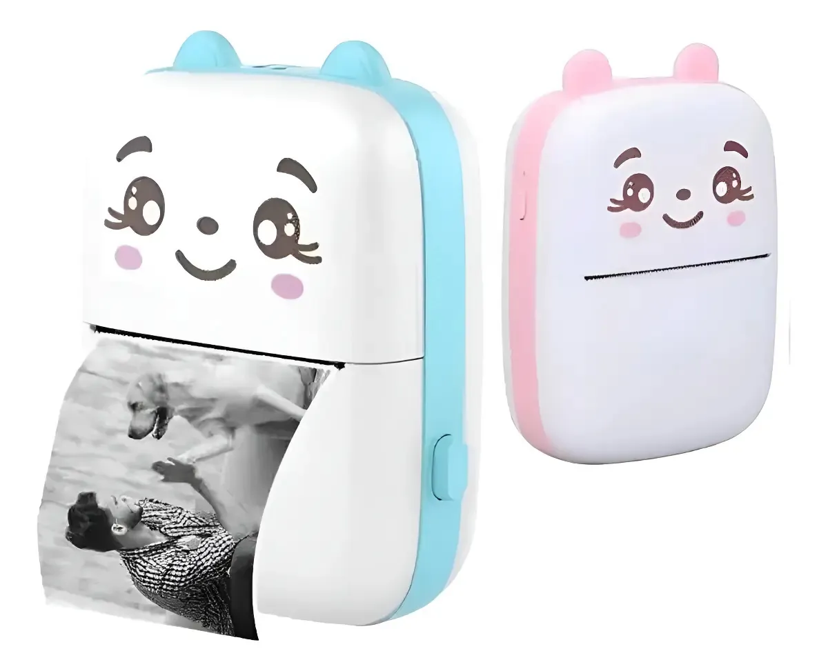 Mini Impresora Térmica Portátil Celeste y Rosada + 1 Rollo