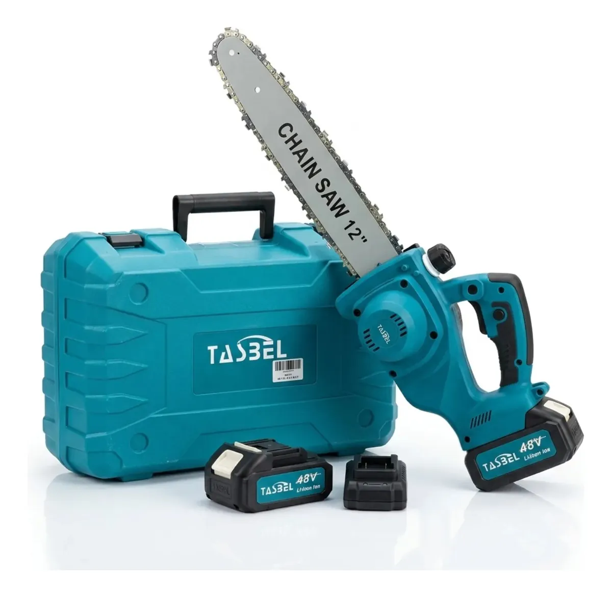 Motosierra Eléctrica Tasbel 12” con 2 Baterías + Cargador + Maletín de Transporte