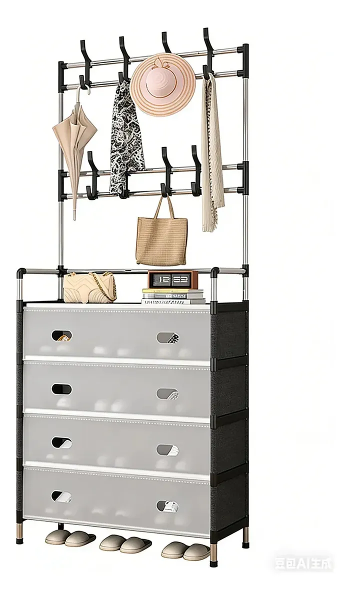 Mueble Organizador de Zapatos y Perchero con Tapa