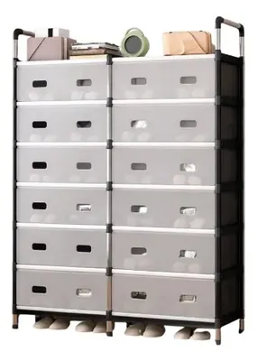 Organizador de Zapatos Modular con Estructura Metálica y Cubiertas Plásticas Antipolvo XJT207