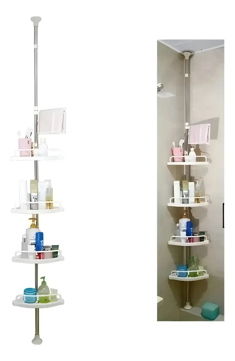 Organizador Esquinero de Baño 4 Niveles Altura Ajustable hasta 3,20Mt.