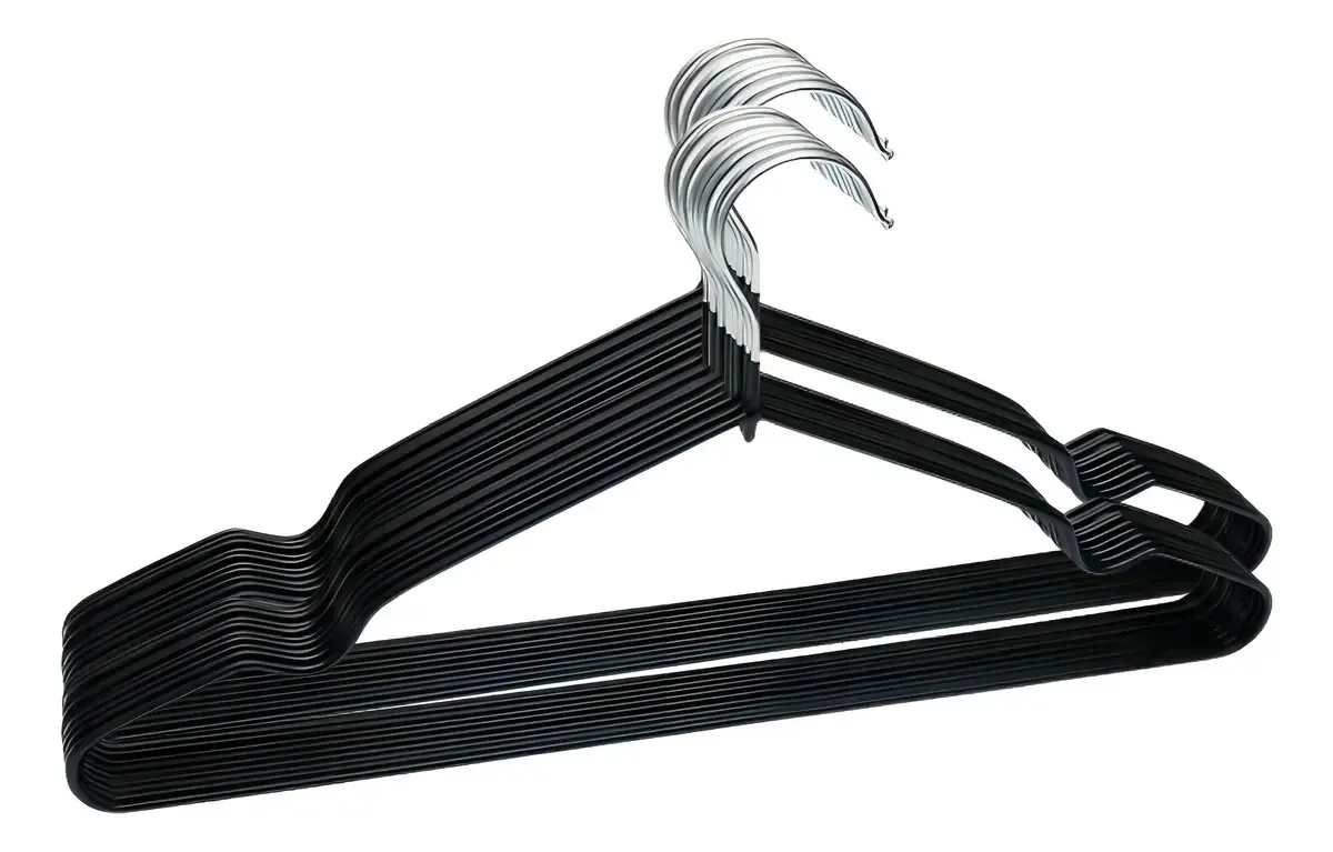 Pack 10 Ganchos Colgador Ropa Antideslizante 45cm | C0363