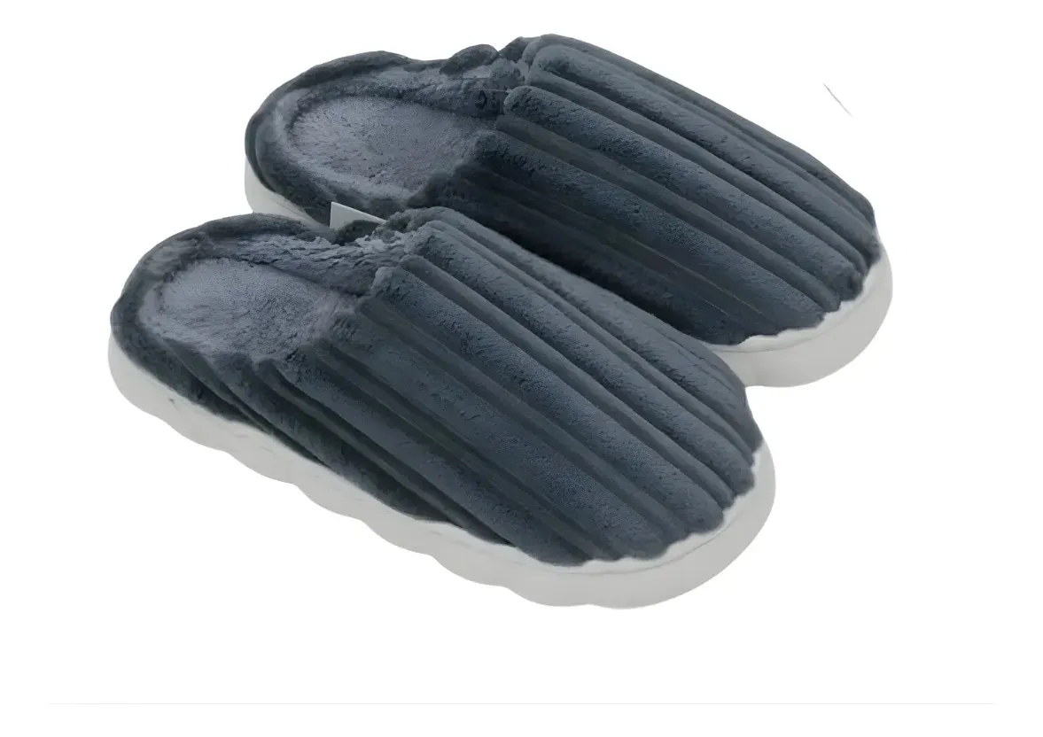 Pantuflas Antideslizantes Marrón y Gris Oscuro