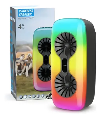 Parlante Portátil Ktx-1476 Negro Bluetooth Luz Led FM/USB