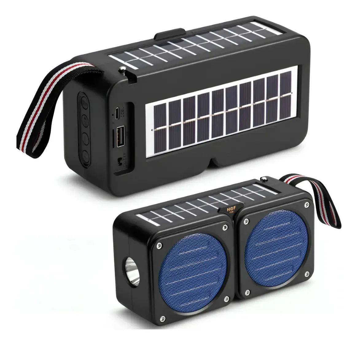 Radio Parlante Bluetooth Solar y Corriente Recargable con Linterna Pequeña Mod. HF-F108