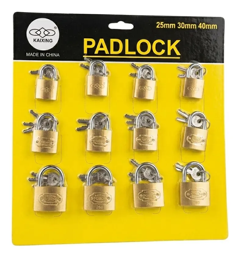 Set de 12 Candados con 2 Llaves de 25MM, 30MM y 40 MM.