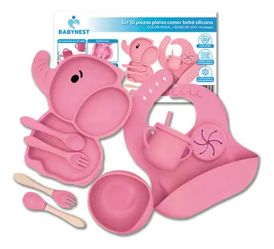 Set De Alimentación Silicona Platos Bebé | JS1295