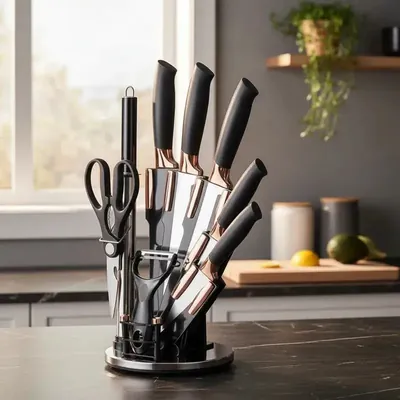 Set de Cuchillos Premium Mango Antideslizante Negro | C23813