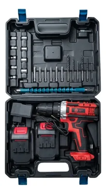 Taladro Percutor Inalámbrico JZT con 2 Baterías de 98V. Color Rojo
