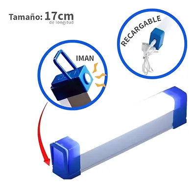 Tubo Led de Emergencia 17 Cms. Portátil Recargable con Imán