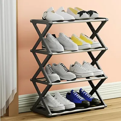 Zapatero Organizador Multifuncional de 4 Niveles con Diseño en Forma de X